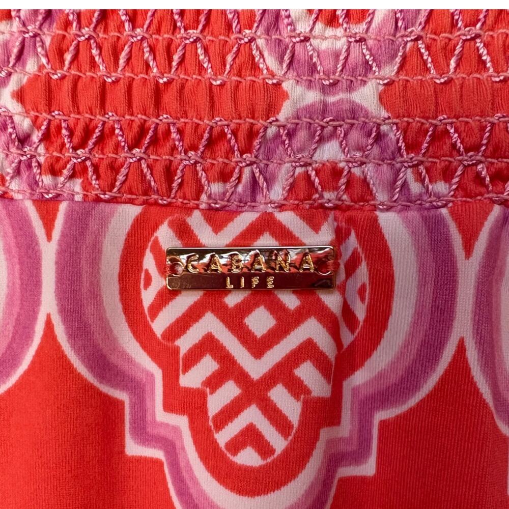 Cabana Life Coral Geo Coverluxe Smocked Dress Off the Shoulders UPF 50+ size XL - Picture 5 of 12